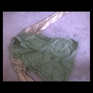 Military Green + Rose gold sequin jacket